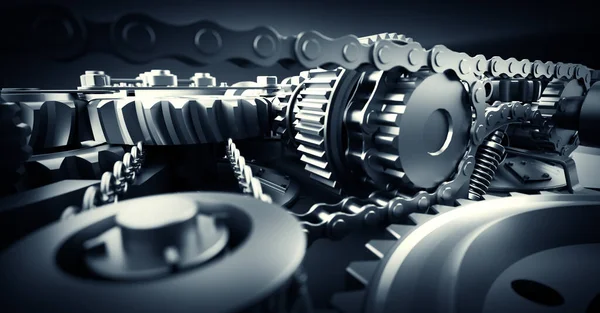 Mecanismo Engranajes Engranajes Máquina Industrial Motor Primer Plano Macro Ilustración —  Fotos de Stock