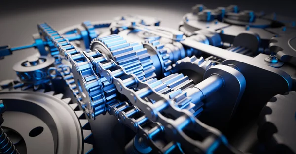 Механизм Шестеренок Шестеренок Промышленная Машина Двигатель Макро Крупным Планом Иллюстрация — стоковое фото