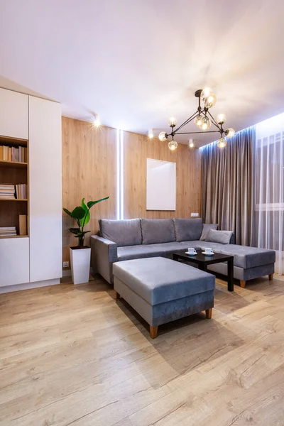 Sala Estar Pequeno Apartamento Moderno Design Interiores — Fotografia de Stock