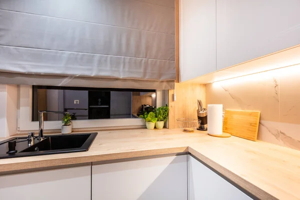 Cozinha Pequeno Apartamento Moderno Para Alugar Design Interiores — Fotografia de Stock