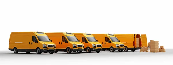Pakketbezorging Bestelwagens Wit Vervoer Scheepvaart Illustratie — Stockfoto