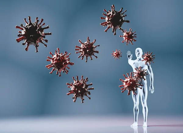 Uomo Immune Coronavirus Covid Immunità Illustrazione — Foto Stock