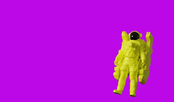 Astronaut Pop Art Poster Achtergrond Magenta Geel Levendige Kleur Stijl — Stockfoto