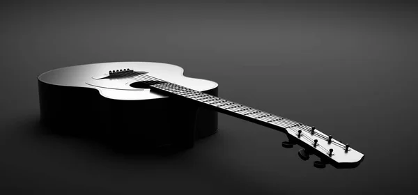 Класична Акустична Гітара Чорно Білого Кольору Елегантний Музичний Фон Ілюстрація — стокове фото