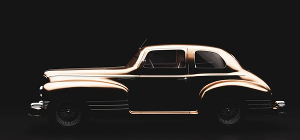 Siyah Üzerine Klasik Retro Araba Eski Model Bir Araç Boyutlu — Stok fotoğraf