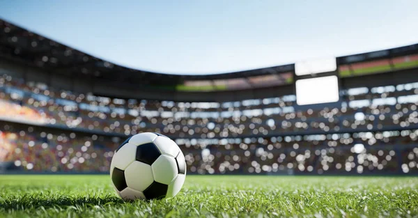 Fußballball Auf Dem Rasenplatz Stadion Freizeit — Stockfoto