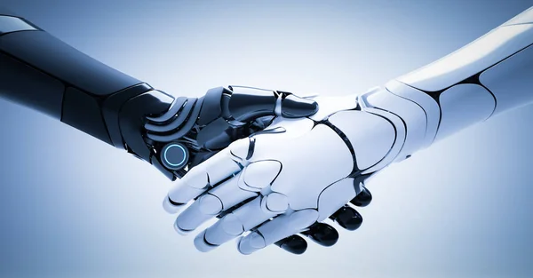 Robots Handdruk Robothanden Gebaar Van Deal Overeenstemming — Stockfoto