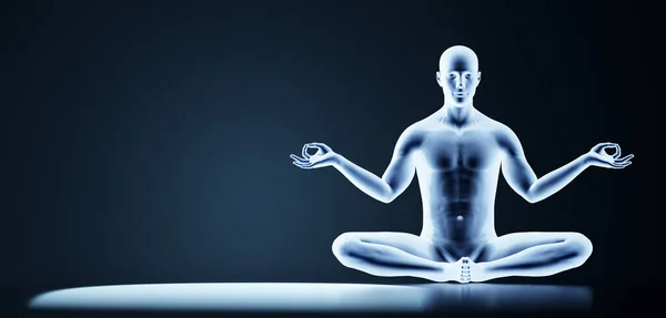 Hombre Mente Cuerpo Mindfulness Meditación Yoga Energía Zen Bienestar Espiritual — Foto de Stock