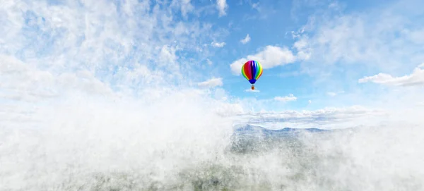 Globo Aire Caliente Volando Sobre Las Nubes Aventura Viajes — Foto de Stock