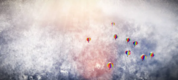 Warme Luchtballonnen Die Boven Wolken Vliegen Avontuur Reizen — Stockfoto