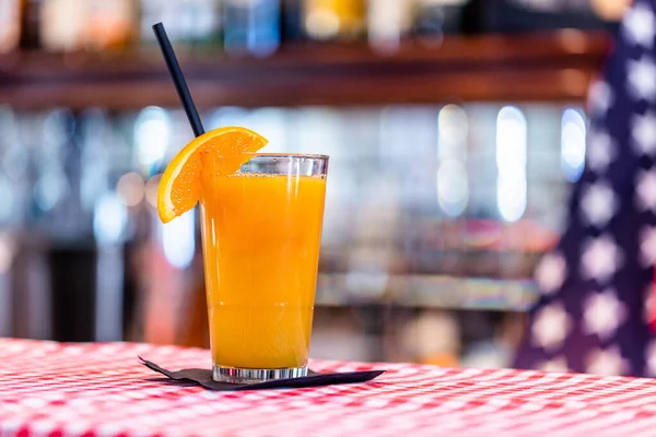 Jugo Naranja Servido Restaurante Americano Bar — Foto de Stock