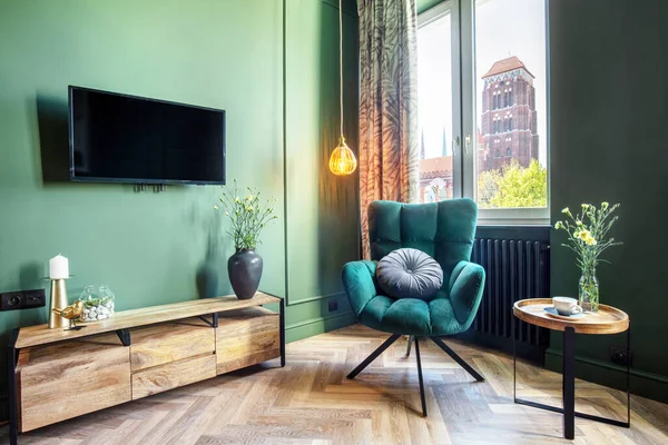 波兰格但斯克老城小巧典雅公寓的室内设计 — 图库照片