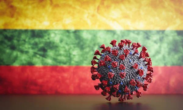 Коронавірус Ковід Литовському Прапорі Вірус Або Мутація — стокове фото