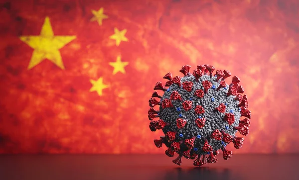 Coronavirus Covid Pada Bendera China Virus Atau Mutasi Baru — Stok Foto