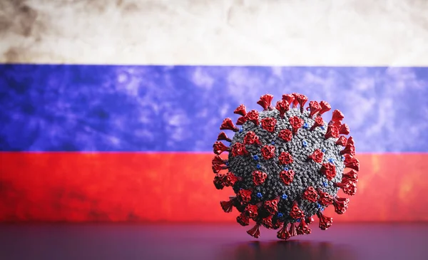 Coronavirus Covid Russische Vlag Virus Rusland — Stockfoto