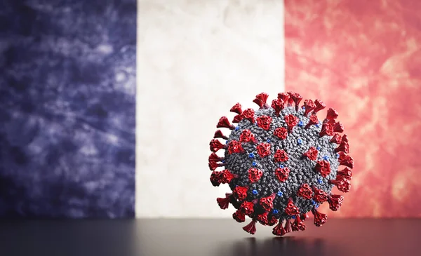 Coronavirus Covid Sur Drapeau Français Virus France — Photo