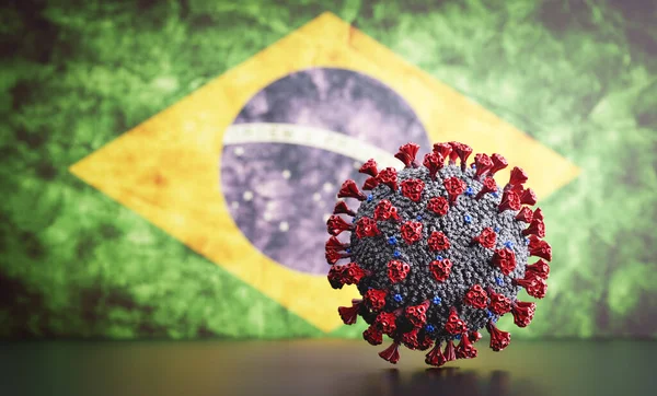 Coronavirus Covid Bandera Brasileña Virus Mutación Brasil — Foto de Stock