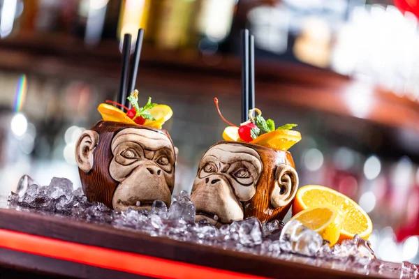 Cocktail Apenmokken Bar Met Vers Fruit — Stockfoto