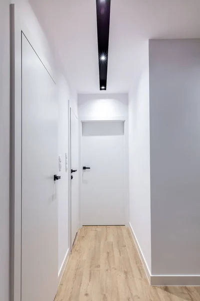 Corredor Apartamento Diseño Moderno Con Puerta Blanca Diseño Interiores —  Fotos de Stock