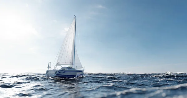 Sailing Yacht Ocean Sunny Day — Stock Photo, Image