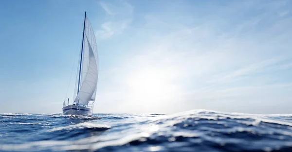 Sailing Yacht Ocean Sunny Day — Stock Photo, Image