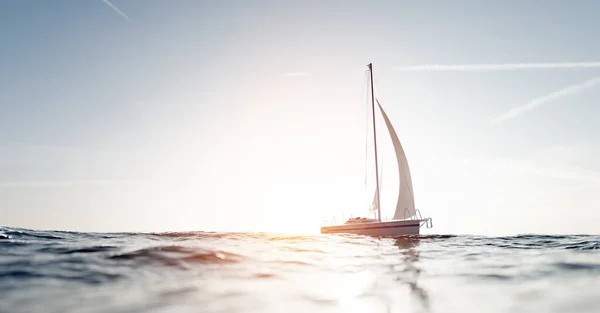 Yate Vela Océano Atardecer —  Fotos de Stock