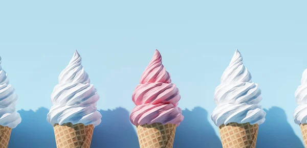 Soft Serve Glass Kon Blå Bakgrund — Stockfoto