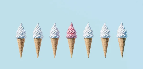 Soft Serve Glass Kon Blå Bakgrund — Stockfoto