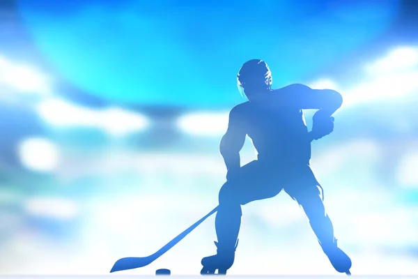 Jääkiekkoilija luistelee jäällä — kuvapankkivalokuva