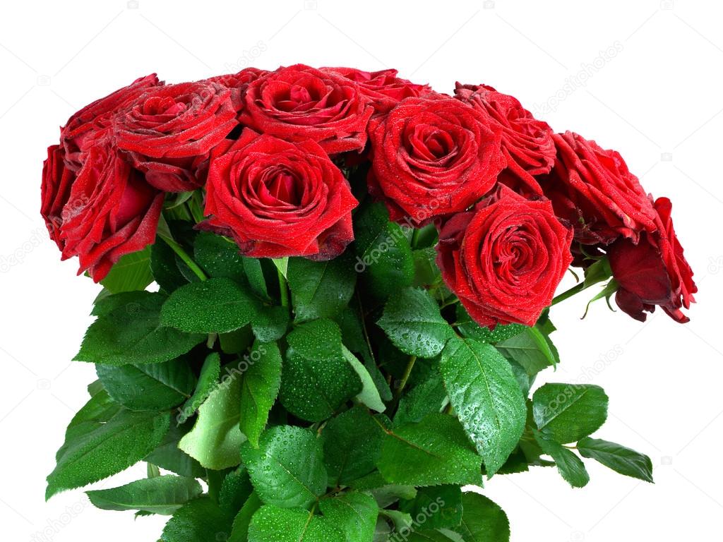 Bouquet De Fleurs Rouges Roses Humides Photographie