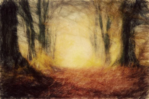 Осенний лес, дорога — стоковое фото