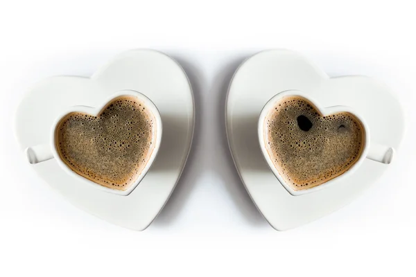 Srdce ve tvaru šálků kávy. — Stock fotografie