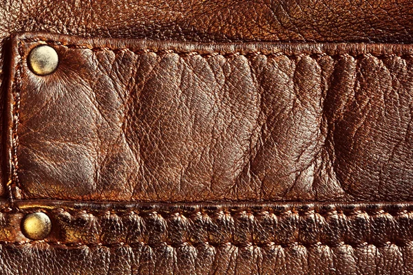 Brown leather with seam — Stock Photo, Image