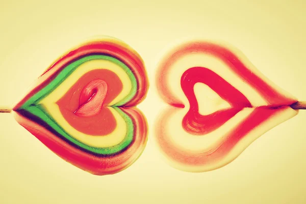 Heart shaped sweet lollipops — Stock Photo, Image