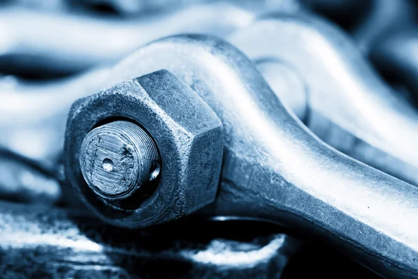 Industrial wrench, spanner in workshop. — Stock Photo, Image