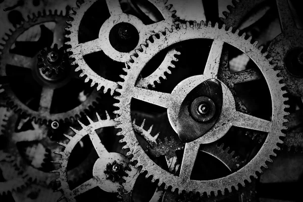 Grunge gear, cog wheels black and white — Stock Photo, Image