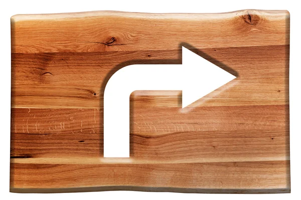 Rechtsaf teken op een houten bord — Stockfoto