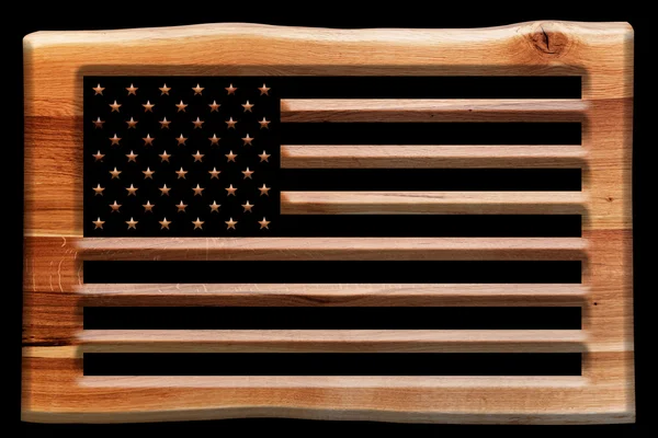 USA vlag gesneden in een houten plank — Stockfoto