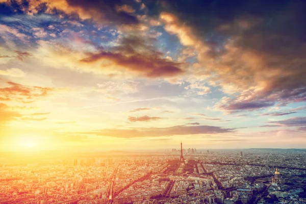 Panorama skyline di Parigi al tramonto — Foto Stock