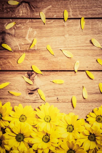 Frische Frühlingsblumen auf rustikalem Holz — Stockfoto
