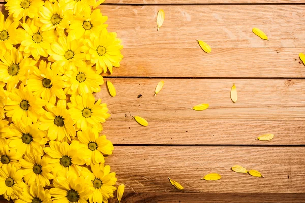 Frische Frühlingsblumen auf rustikalem Holz — Stockfoto