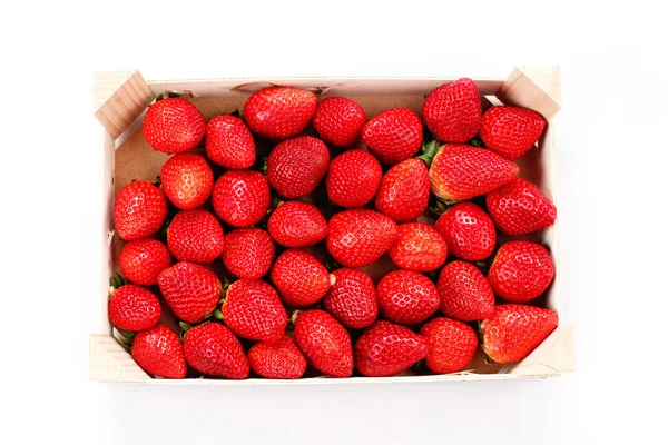 Delicious strawberries in crate — Stock Photo, Image