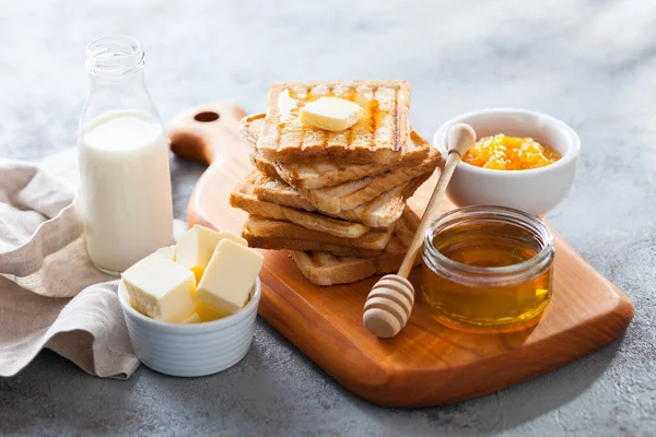 perfect breakfast - toasted bread honey and butter