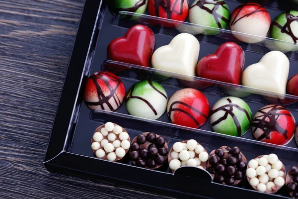 Pralines in doos van de gift — Stockfoto