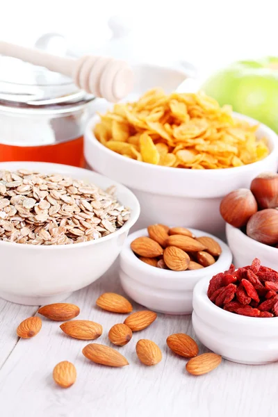 Dried and fresh fruits for breakfast — Stock Photo, Image