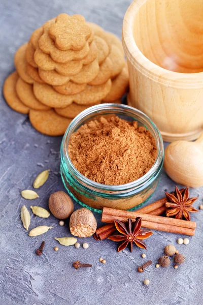 Panes de jengibre caseros y especias — Foto de Stock