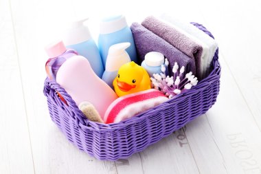 Basket full of baby accessories clipart