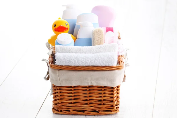 Basket full of baby accessories — Stock Photo, Image