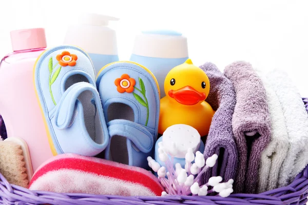 Basket full of baby accessories — Stock Photo, Image