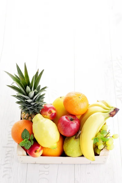 Box full of fresh fruits — Stock Photo, Image